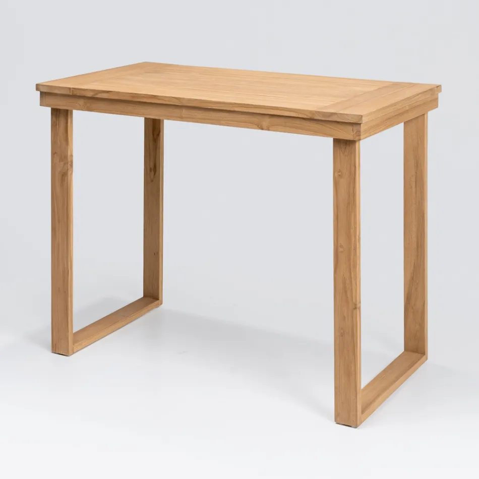 Tavolo Alto da Bar Realizzato in Teak Naturale Spazzolato - Sponda Viadurini
