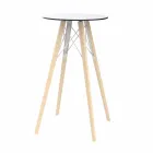 Tavolo Alto da Bar Rotondo Design in Legno e Hpl, 4 Pezzi - Faz Wood by Vondom Viadurini