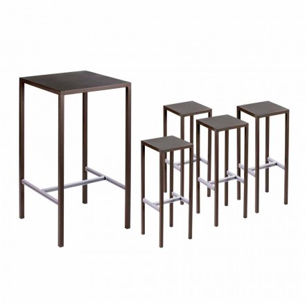 Tavolo Bar con 4 Sgabelli per Esterno in Metallo Verniciato Made in Italy - Fada Viadurini