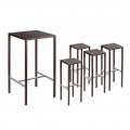Tavolo Bar con 4 Sgabelli per Esterno in Metallo Verniciato Made in Italy - Fada