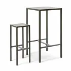 Tavolo Bar con 4 Sgabelli per Esterno in Metallo Verniciato Made in Italy - Fada Viadurini