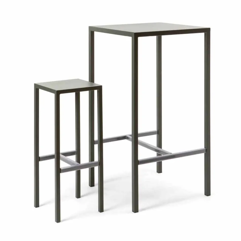 Tavolo Bar con 4 Sgabelli per Esterno in Metallo Verniciato Made in Italy - Fada Viadurini