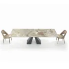 Tavolo con Allunghe Integrate e Base in Acciaio Visone Made in Italy - Dalmata Viadurini