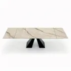 Tavolo con Allunghe Integrate in Ceramica e Acciaio Made in Italy - Dalmata Viadurini