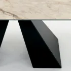 Tavolo con Allunghe Integrate in Ceramica e Acciaio Made in Italy - Dalmata Viadurini