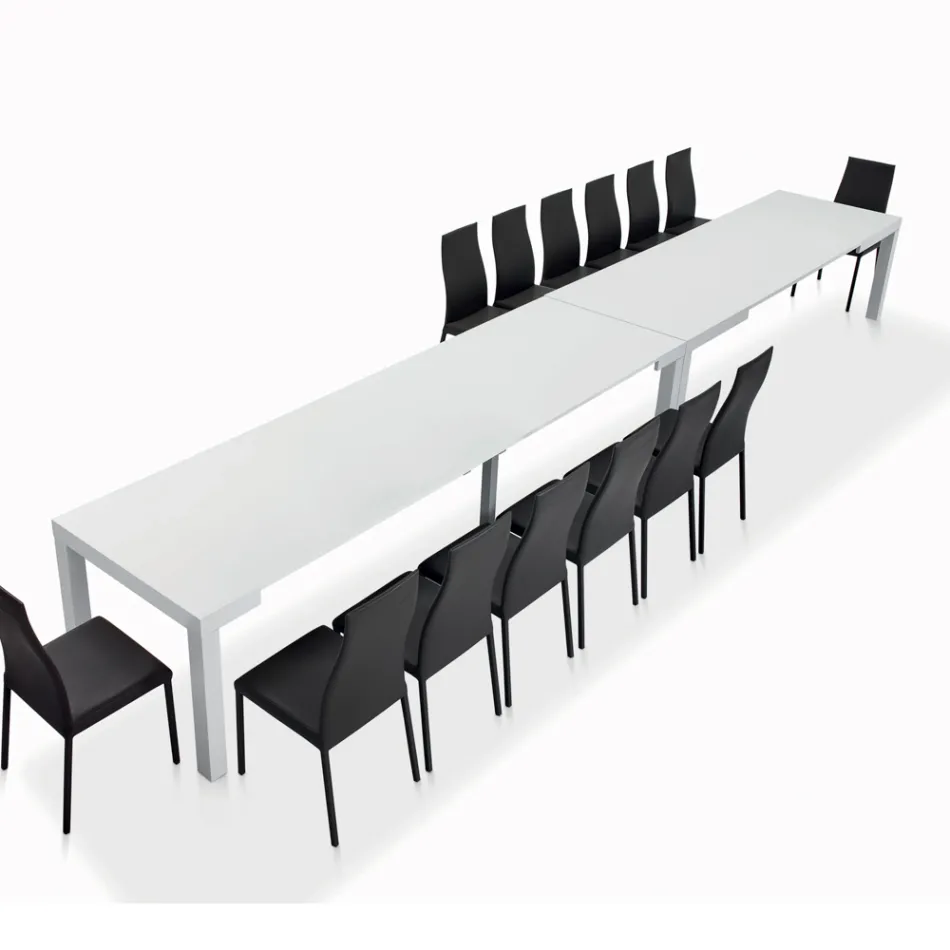 Tavolo con Allunghe Interne e Bordo Folding in Laminato Made in Italy - Gordito  Viadurini