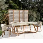 Tavolo con Base in Legno e Piano in Ceramica Calacatta Hermitage - Infinity Viadurini
