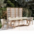 Tavolo con Base in Legno e Piano in Ceramica Calacatta Hermitage - Infinity