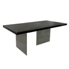 Tavolo con Piana Placcata in Rovere Massello e Base in Cristallo Made in Italy - Noelia Viadurini