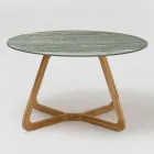 Tavolo con Piano in Ceramica e Base in Teak Made in Italy - Helmet Viadurini