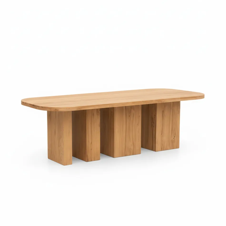 Tavolo con Piano in Teak Spazzolato con Angoli Stondati - Destinazione Viadurini