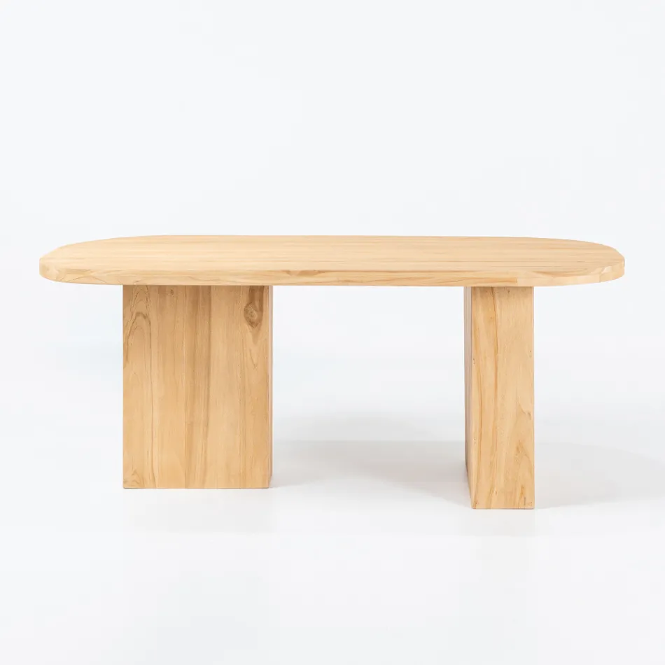 Tavolo con Piano in Teak Spazzolato con Angoli Stondati - Destinazione Viadurini