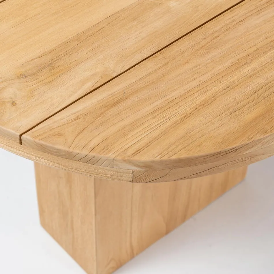Tavolo con Piano in Teak Spazzolato con Angoli Stondati - Destinazione Viadurini