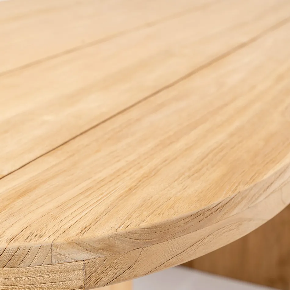 Tavolo con Piano in Teak Spazzolato con Angoli Stondati - Destinazione Viadurini