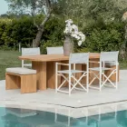 Tavolo con Piano in Teak Spazzolato con Angoli Stondati - Destinazione Viadurini
