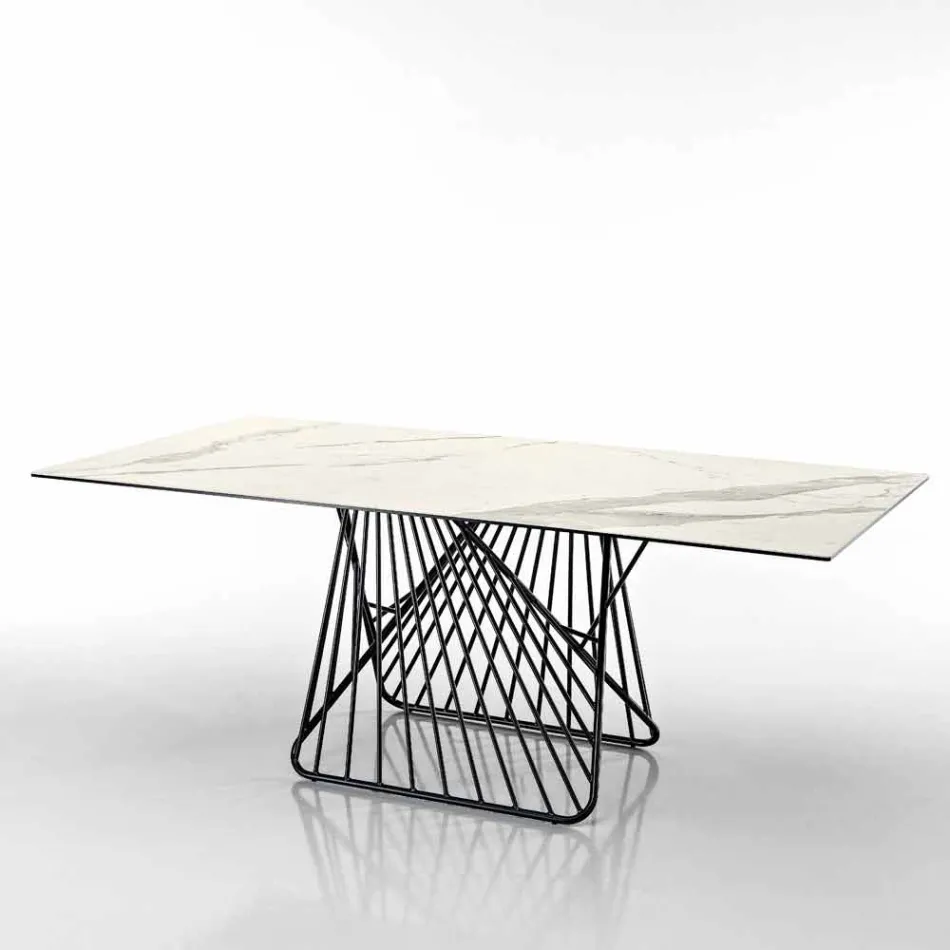 Tavolo con piano in vetroceramica moderno made in Italy, Mitia Viadurini