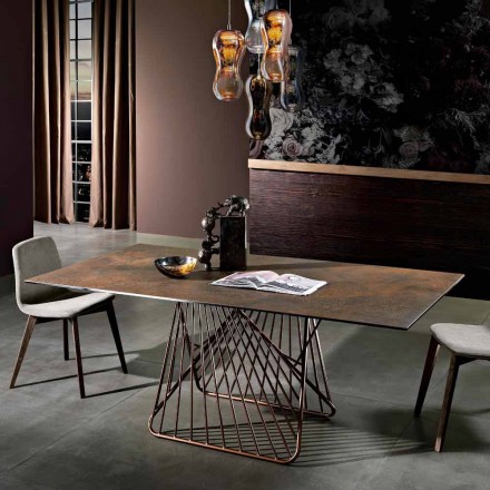 Tavolo con piano in vetroceramica moderno made in Italy, Mitia Viadurini