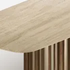 Tavolo con Top in Marmo e Base in Metallo di Design Made in Italy - Lunaria Viadurini