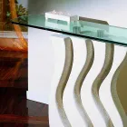 Tavolo consolle in pietra e cristallo dal design moderno Ciril Viadurini