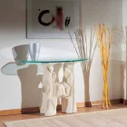 Tavolo consolle in pietra e cristallo dal design moderno Dios Viadurini
