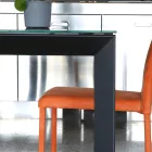 Tavolo Cucina Allungabile Fino a 170 cm in Metallo e Vetro Temperato - Berto Viadurini