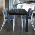 Tavolo Cucina Allungabile Fino a 170 cm in Metallo e Vetro Temperato - Berto