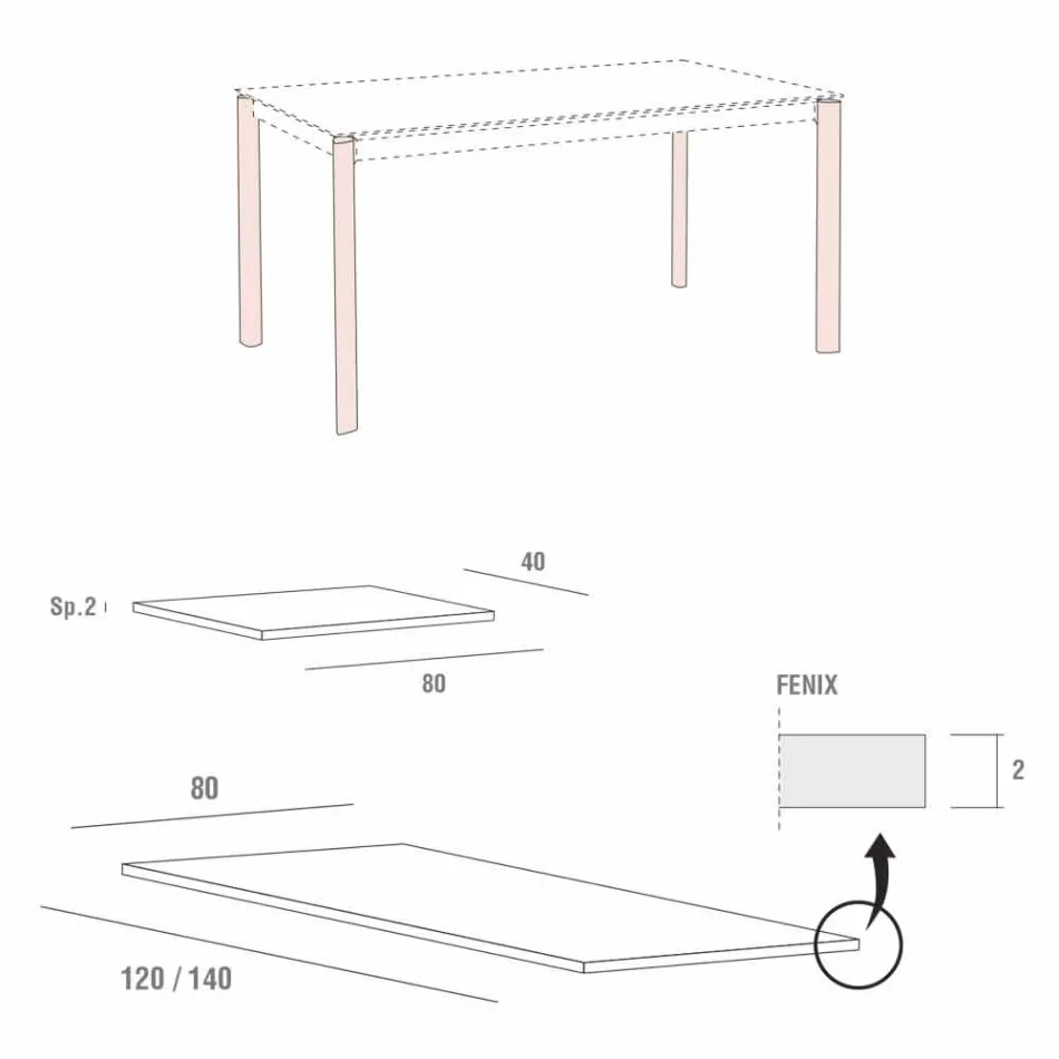 Tavolo Cucina Allungabile Fino a 240 cm in Fenix Realizzato in Italia - Maltese Viadurini