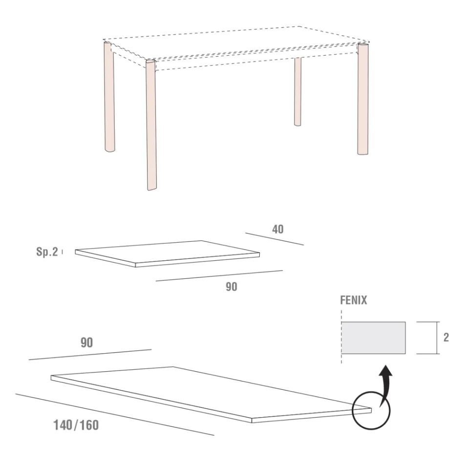Tavolo Cucina Allungabile Fino a 240 cm in Fenix Realizzato in Italia - Maltese Viadurini