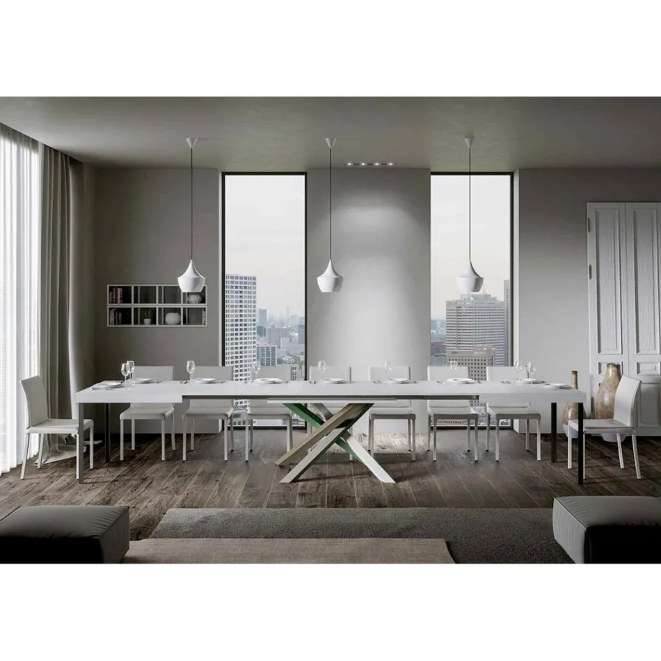 Tavolo Cucina Allungabile Fino a 440 cm in Legno e Ferro Made in Italy - Lennon Viadurini