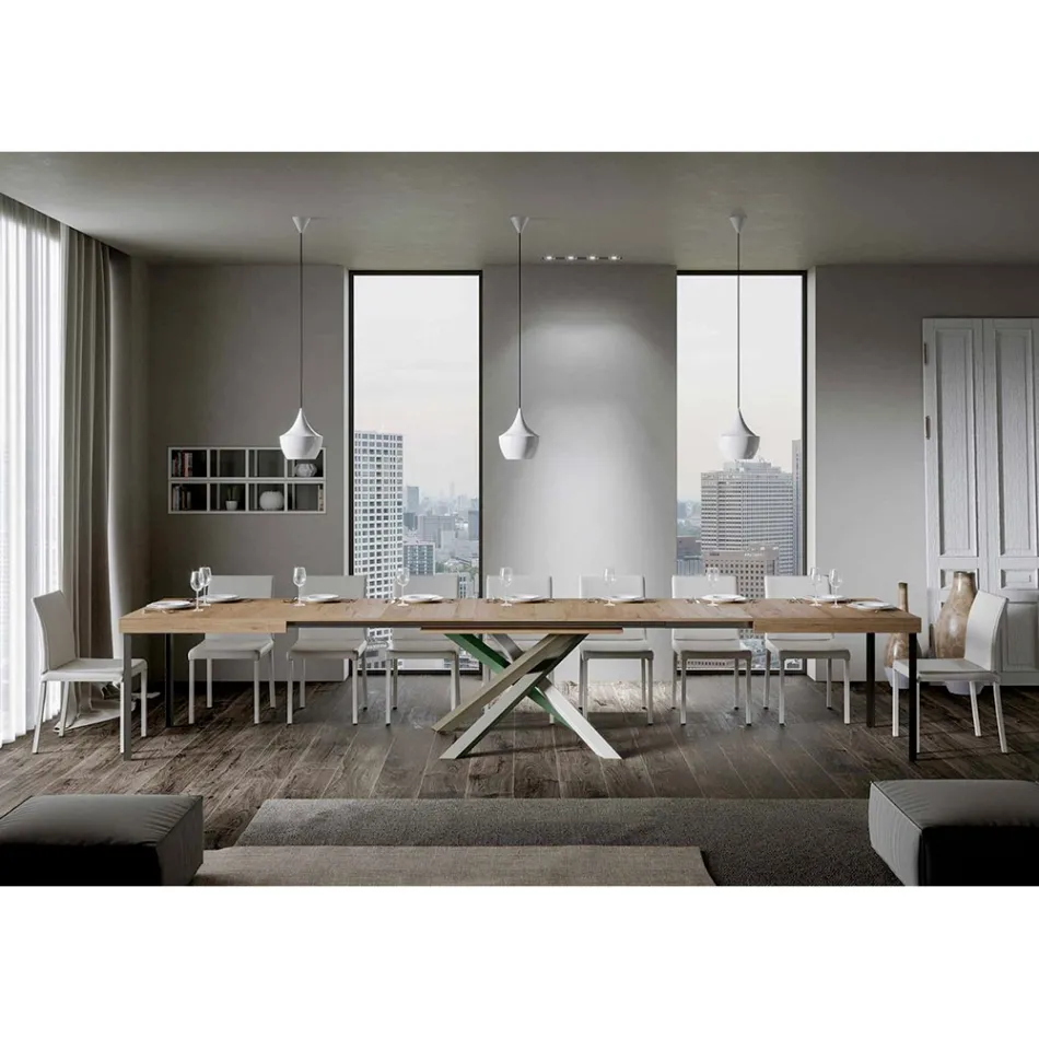 Tavolo Cucina Allungabile Fino a 440 cm in Legno e Ferro Made in Italy - Lennon Viadurini