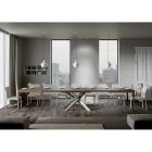 Tavolo Cucina Allungabile Fino a 440 cm in Legno e Ferro Made in Italy - Lennon Viadurini