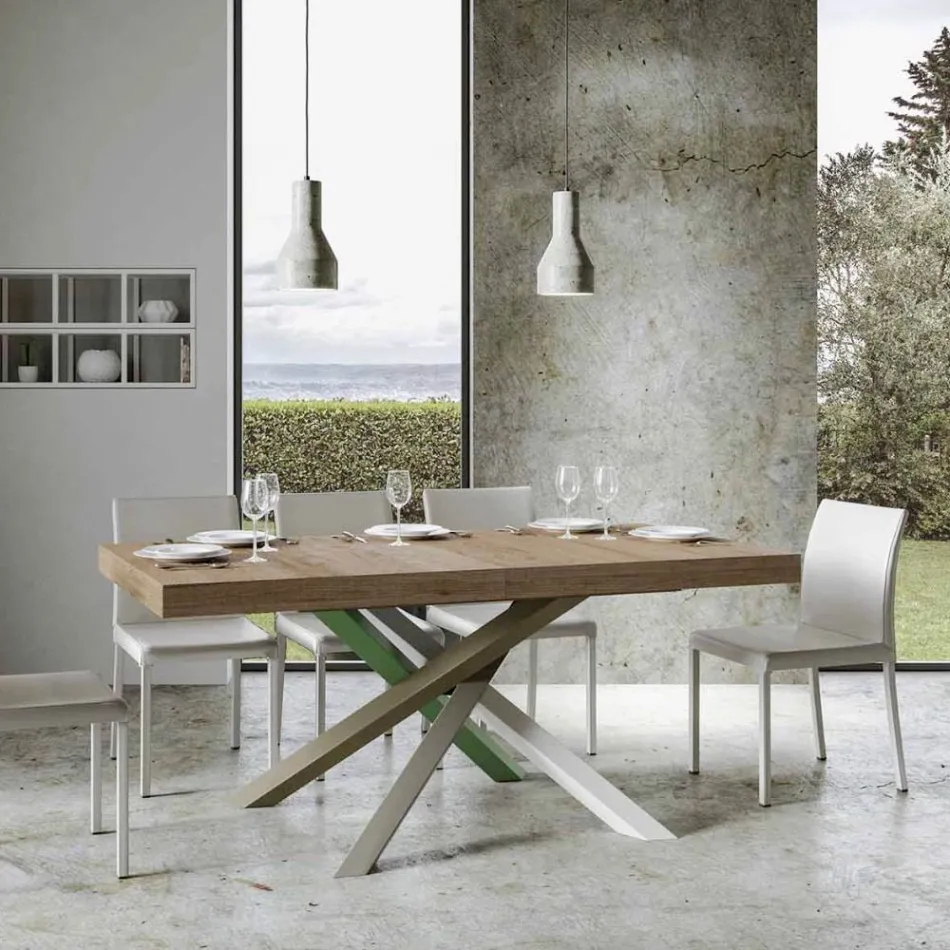 Tavolo Cucina Allungabile Fino a 440 cm in Legno e Ferro Made in Italy - Lennon Viadurini