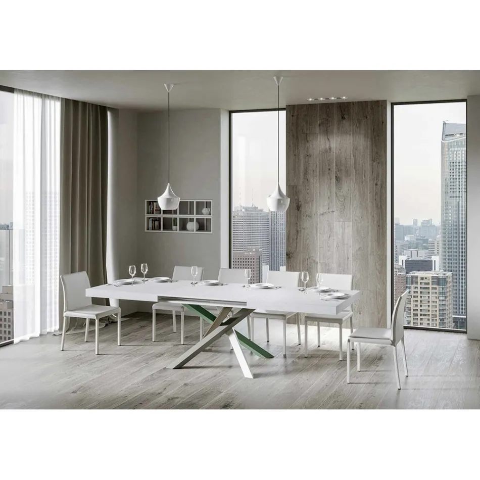 Tavolo Cucina Allungabile Fino a 440 cm in Legno e Ferro Made in Italy - Lennon Viadurini