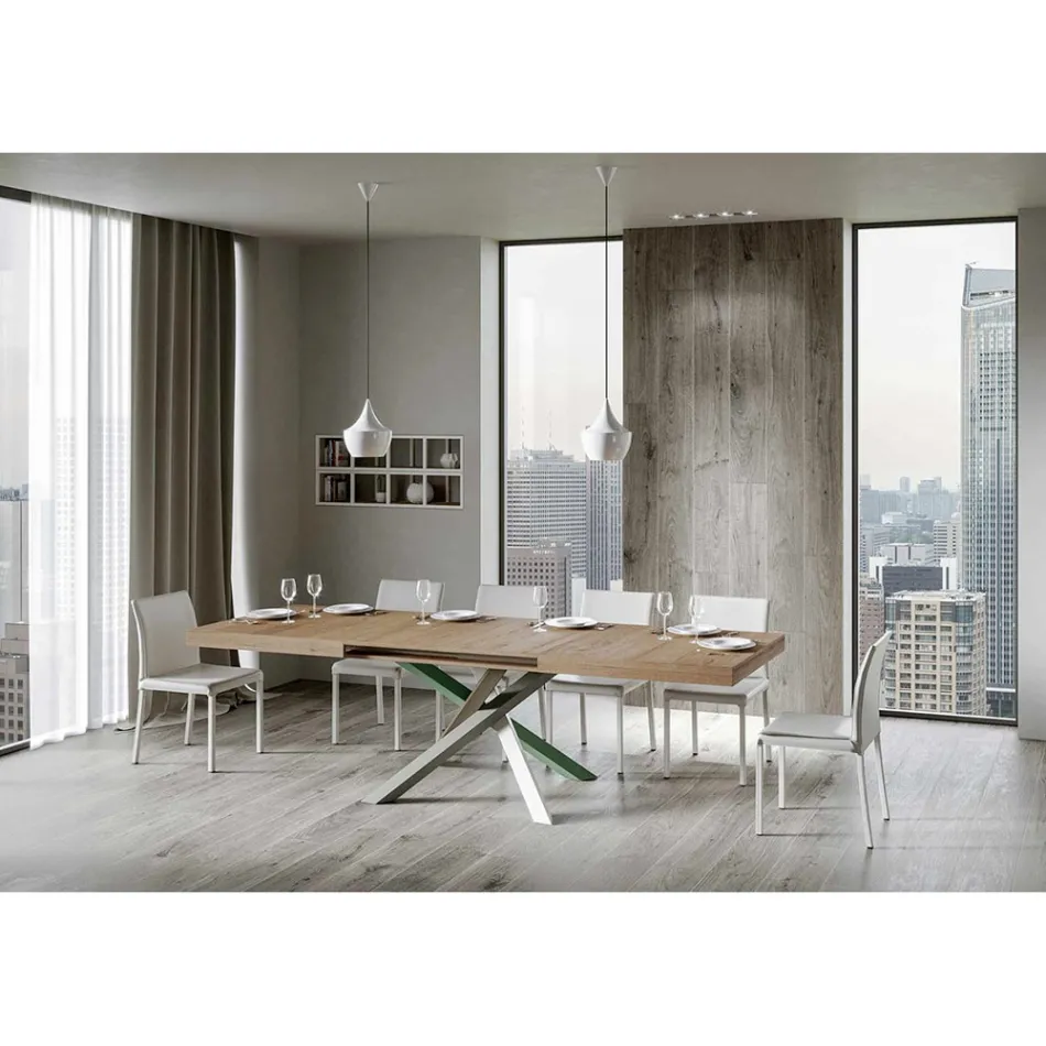 Tavolo Cucina Allungabile Fino a 440 cm in Legno e Ferro Made in Italy - Lennon Viadurini