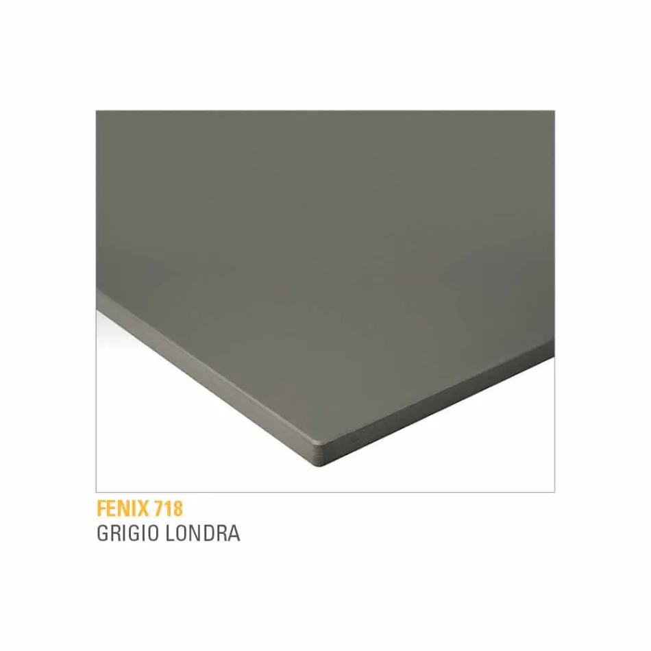 Tavolo Cucina in Fenix Stratificato e Alluminio Nero Made in Italy - Lingotto Viadurini