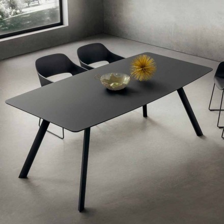 Tavolo Cucina in Fenix Stratificato e Alluminio Nero Made in Italy - Lingotto Viadurini