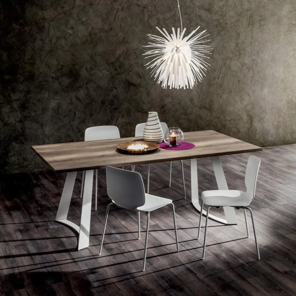 Tavolo Cucina in Hpl con Basamento in Metallo Made in Italy Pregiato - Pinocchio Viadurini