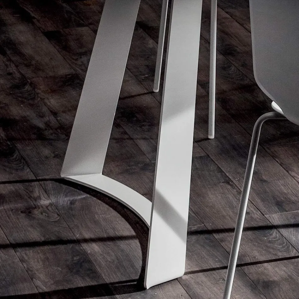 Tavolo Cucina in Hpl con Basamento in Metallo Made in Italy Pregiato - Pinocchio Viadurini