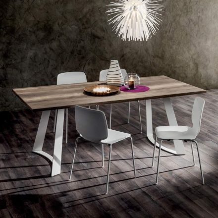 Tavolo Cucina in Hpl con Basamento in Metallo Made in Italy Pregiato - Pinocchio Viadurini