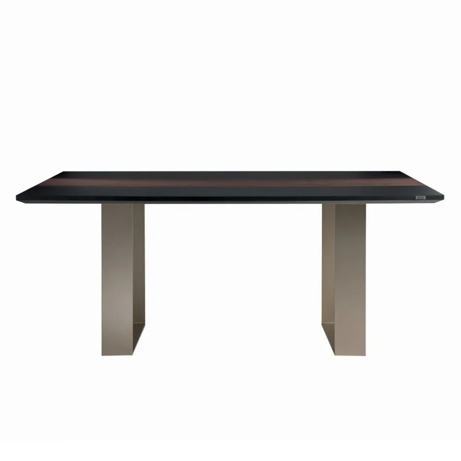 Tavolo Cucina in Mdf con Inserto in Legno Massello Made in Italy - Tusco Viadurini