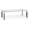 Tavolo Cucina in Vetro Extrachiaro con Gambe in Legno Made in Italy - Super