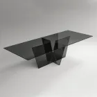 Tavolo Cucina Rettangolare con Piano e Base in Vetro Made in Italy - Tiseo Viadurini