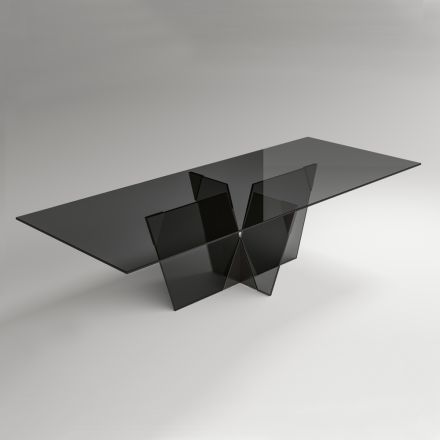 Tavolo Cucina Rettangolare con Piano e Base in Vetro Made in Italy - Tiseo Viadurini