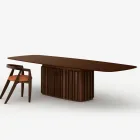 Tavolo da 300 cm in Vetro con Base in Metallo di Design Made in Italy - Lunaria Viadurini