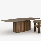 Tavolo da 300 cm in Vetro con Base in Metallo di Design Made in Italy - Lunaria Viadurini