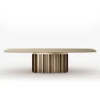 Tavolo da 300 cm in Vetro con Base in Metallo di Design Made in Italy - Lunaria Viadurini