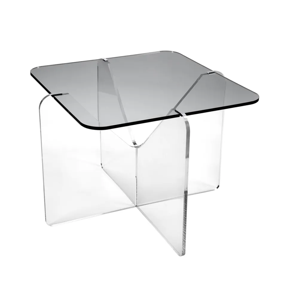 Tavolo da Caffè da Salotto Design in Plexiglass Trasparente o Fumè - Draco Viadurini