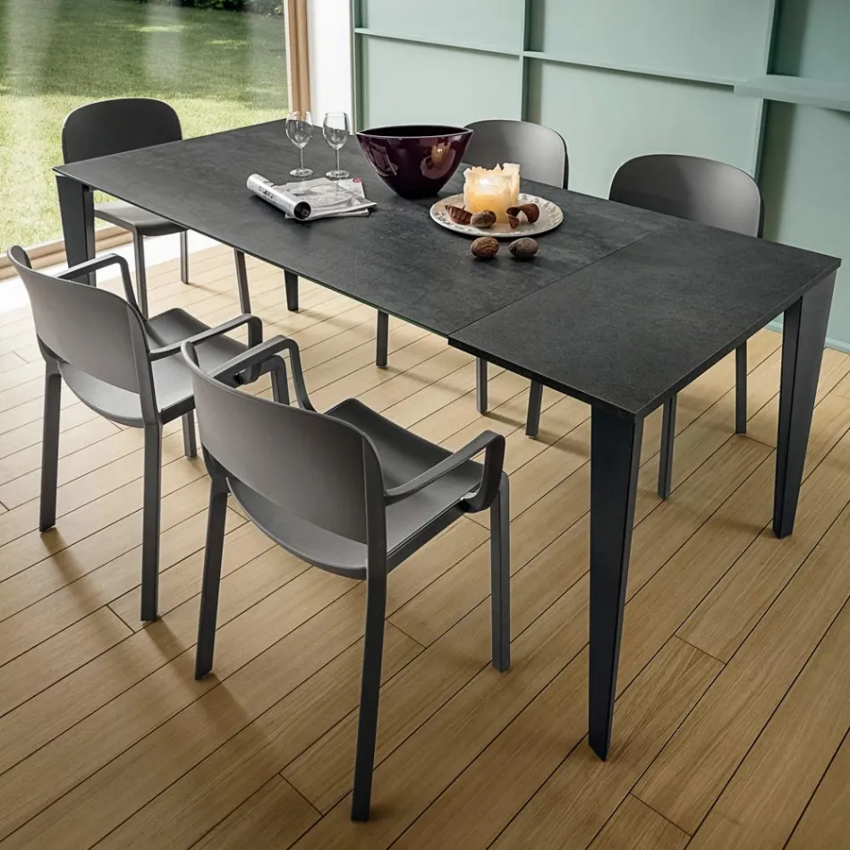 Tavolo da Cucina Allungabile in Ceramica Laminam Made in Italy Pregiato - Efisto Viadurini