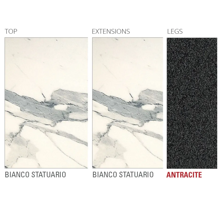 Tavolo da Cucina Allungabile in Ceramica Laminam Made in Italy Pregiato - Efisto Viadurini