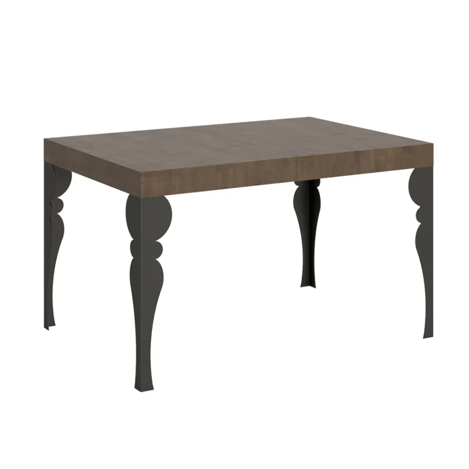 Tavolo da Cucina Allungabile in Legno e Ferro Antracite Made in Italy – Sassone Viadurini